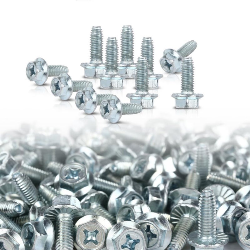 cnnell License Plate Screws for American Cars #14x 3/4" (#1620), Hex/Phillips/Flat 100Pcs - Image 1